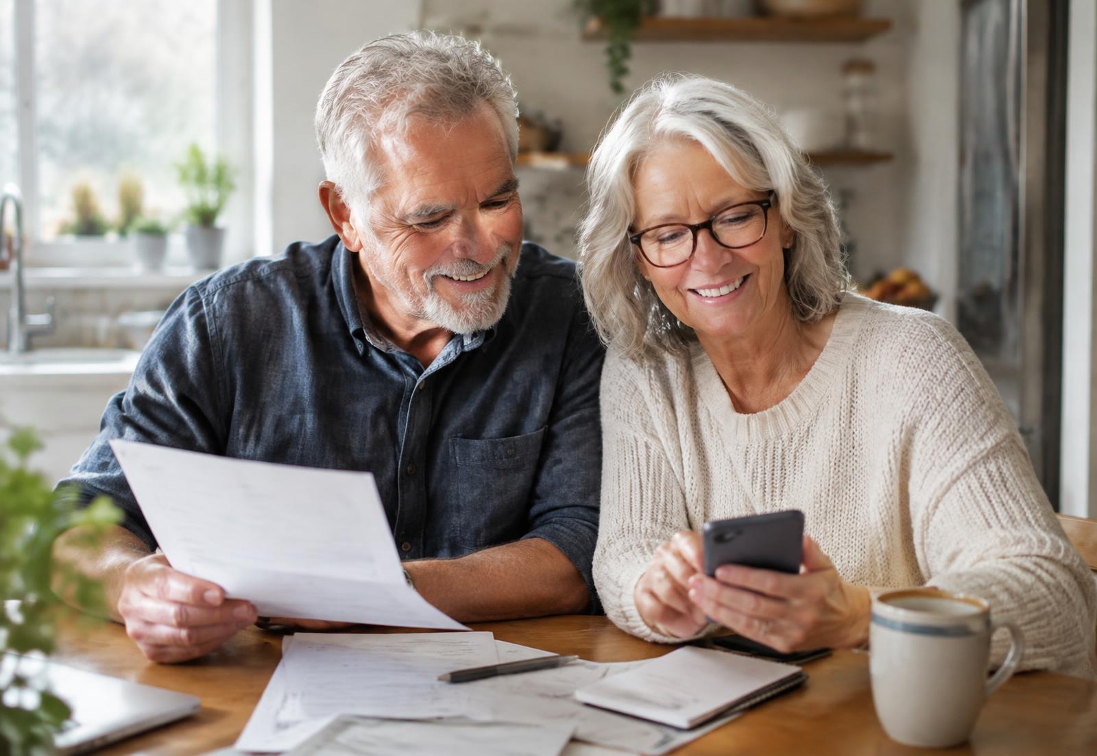 Senior couple reviewing Medicare options